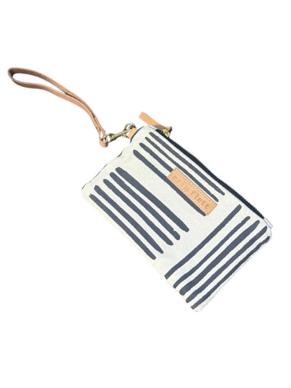 Erin Flett Handmade Wristlet Barkcloth Stripe Maine USA